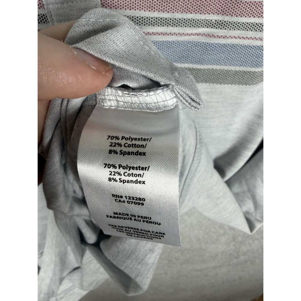 Travis Mathew Polo Shirt Men's Size L Gray Striped Stretch‎ Short Sleeve Golf - Picture 3 of 6